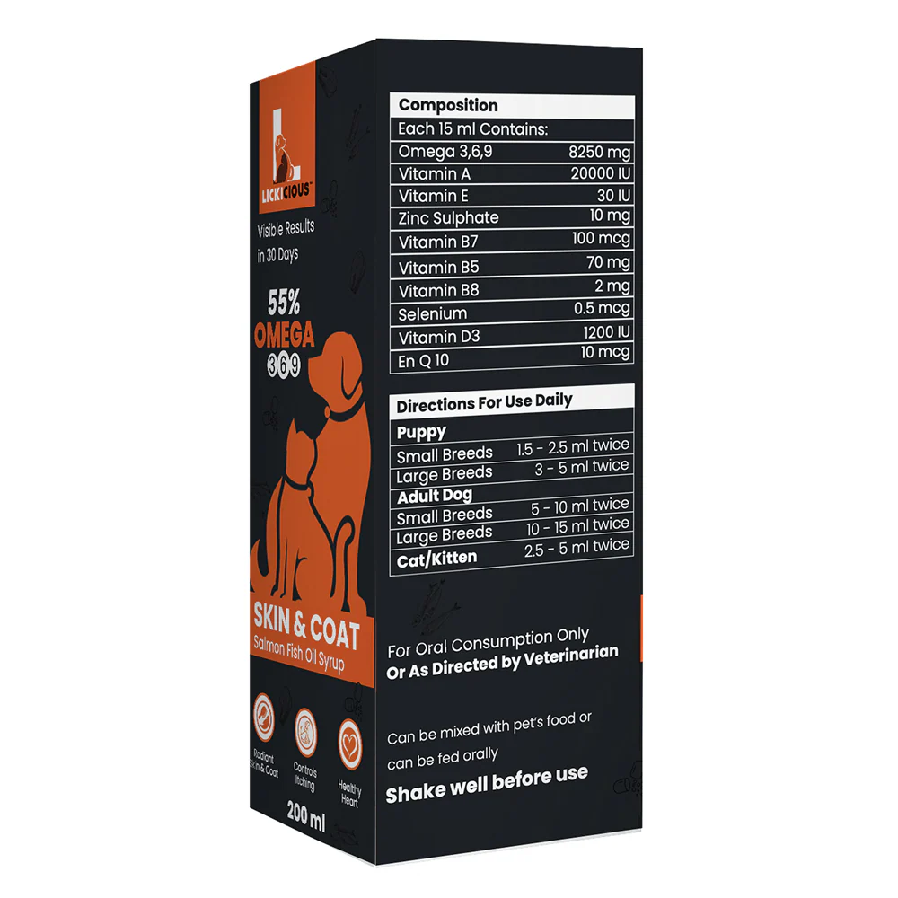 Lickicious Skin & Coat Syrup with Salmon Oil Omega 3 6 9 for Dogs & Cats - Image 5
