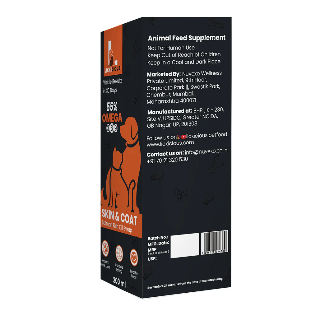 Lickicious Skin & Coat Syrup with Salmon Oil Omega 3 6 9 for Dogs & Cats - Image 6