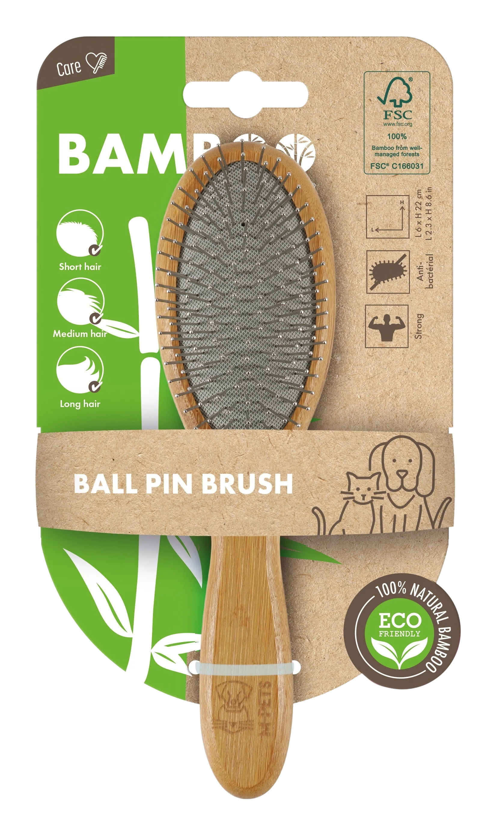 M PETS Bamboo Ball Pin Grooming Brush for Dogs and Cats (Brown) - Image 5