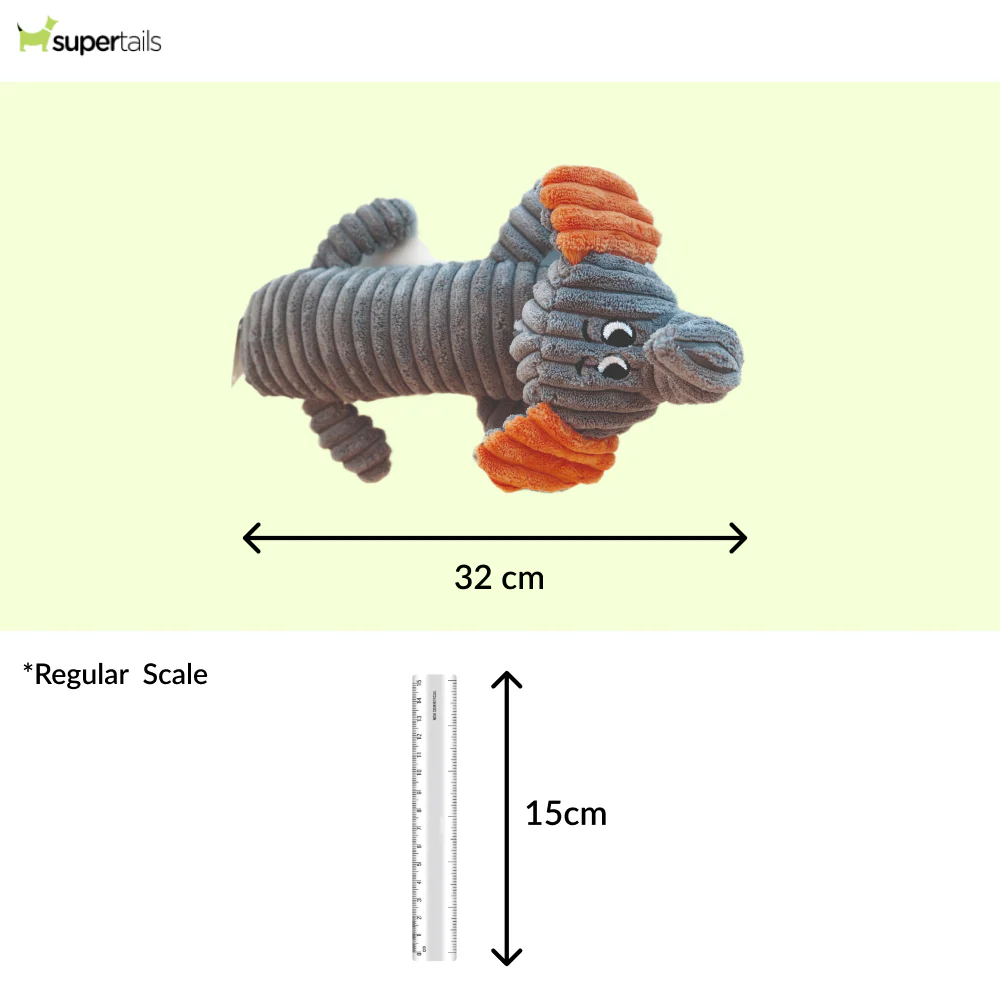 M Pets Bobby Plush Toy for Dogs (Gray/Orange) - Image 2