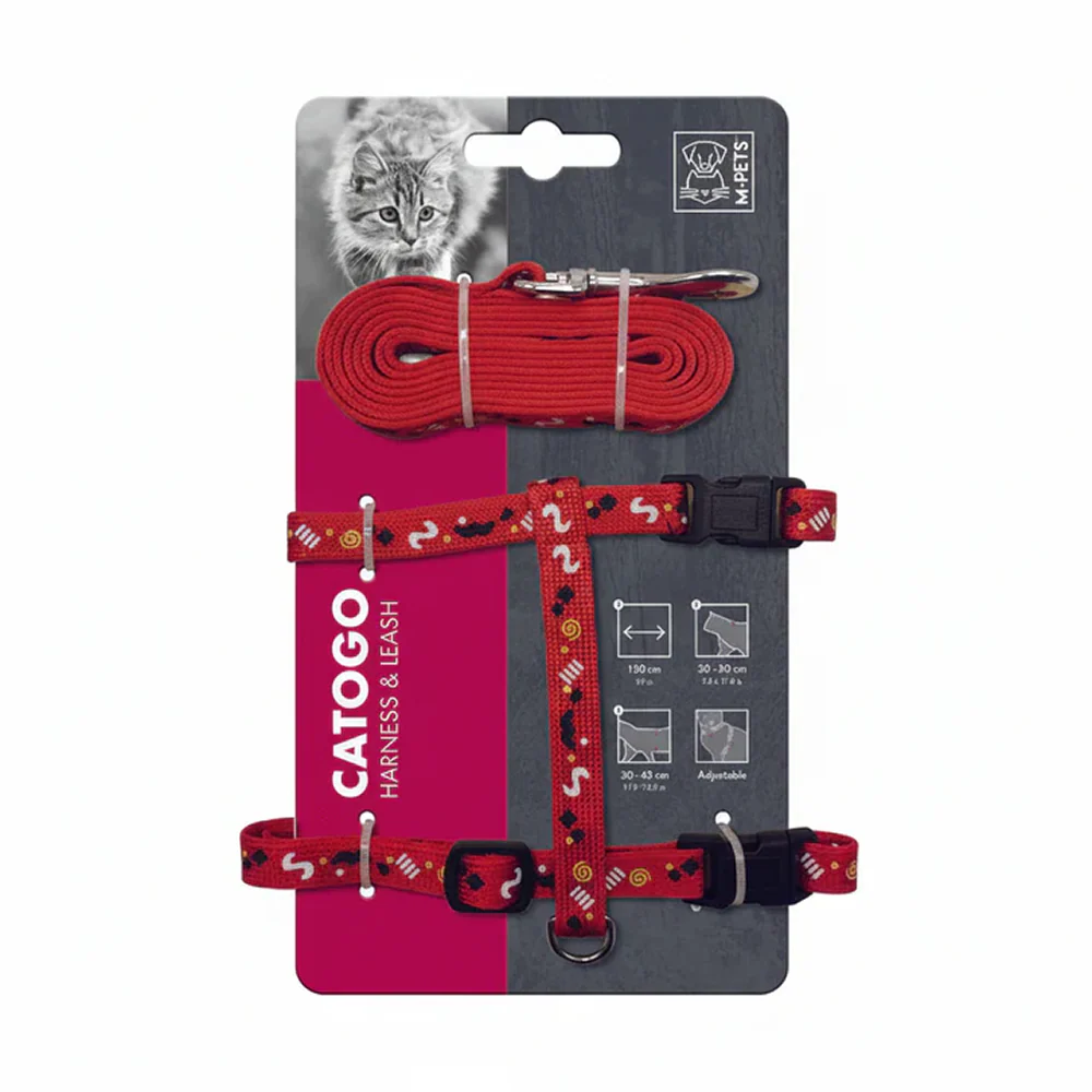 M Pets Catogo Harness & Leash for Cats (Red) - Image 2
