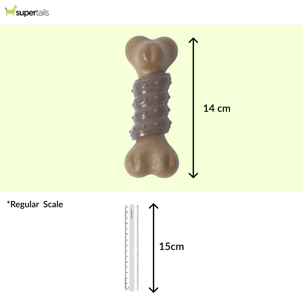M Pets Chewood Bone with Rubber Chew Toy for Dogs (Brown) - Image 2