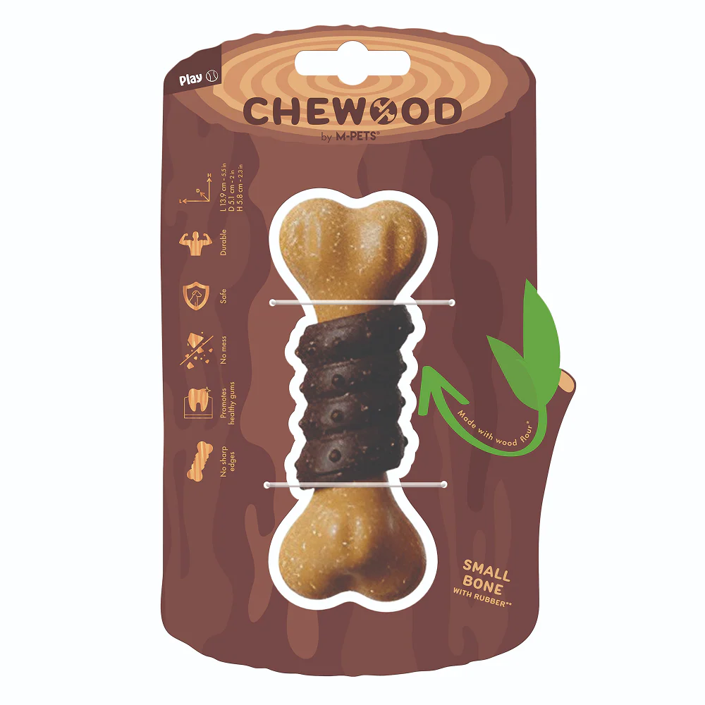 M Pets Chewood Bone with Rubber Chew Toy for Dogs (Brown) - Image 5