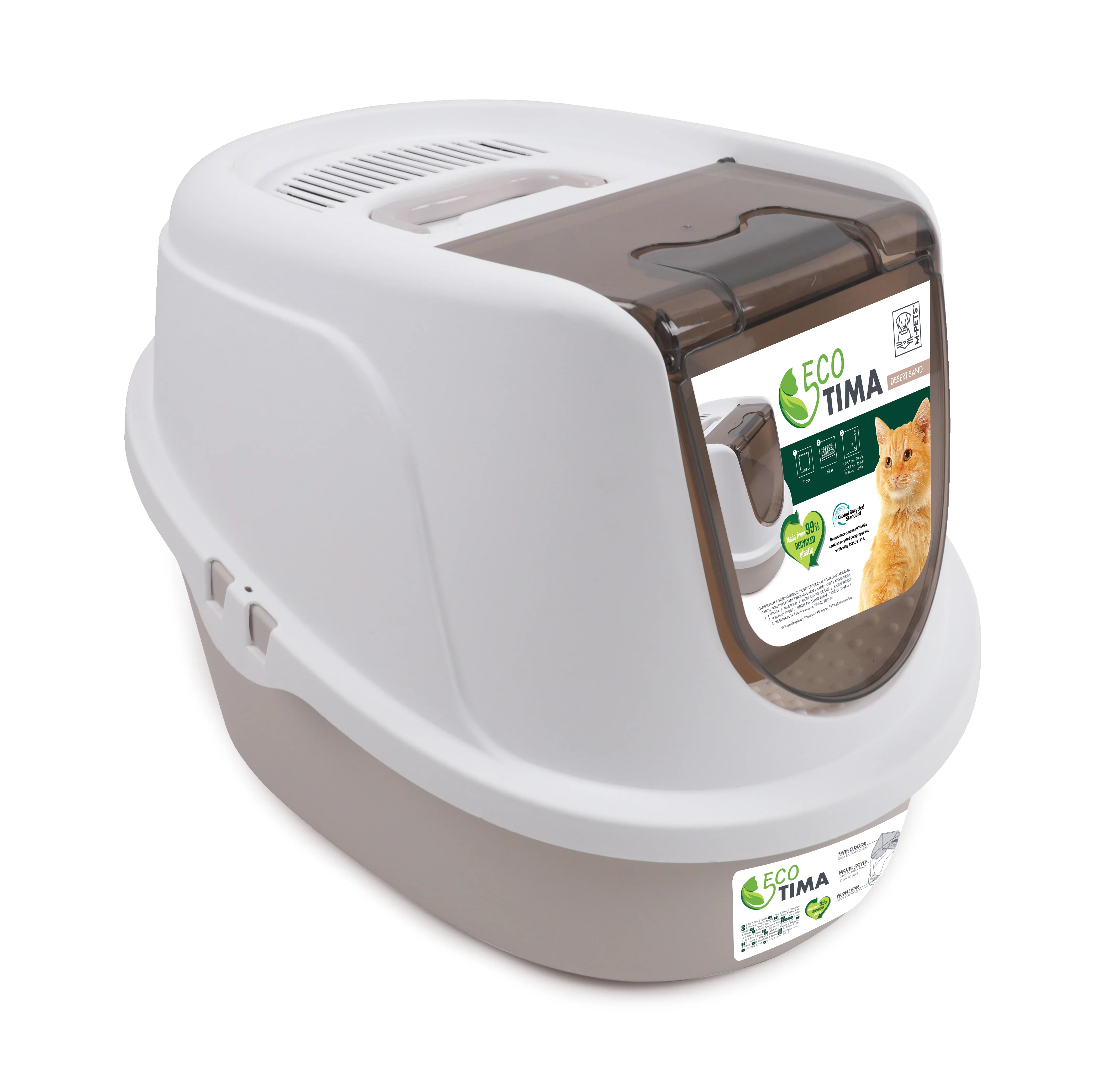 M Pets Eco Tima Desert Sand Box for Cats (Desert Sand & White) - Image 10