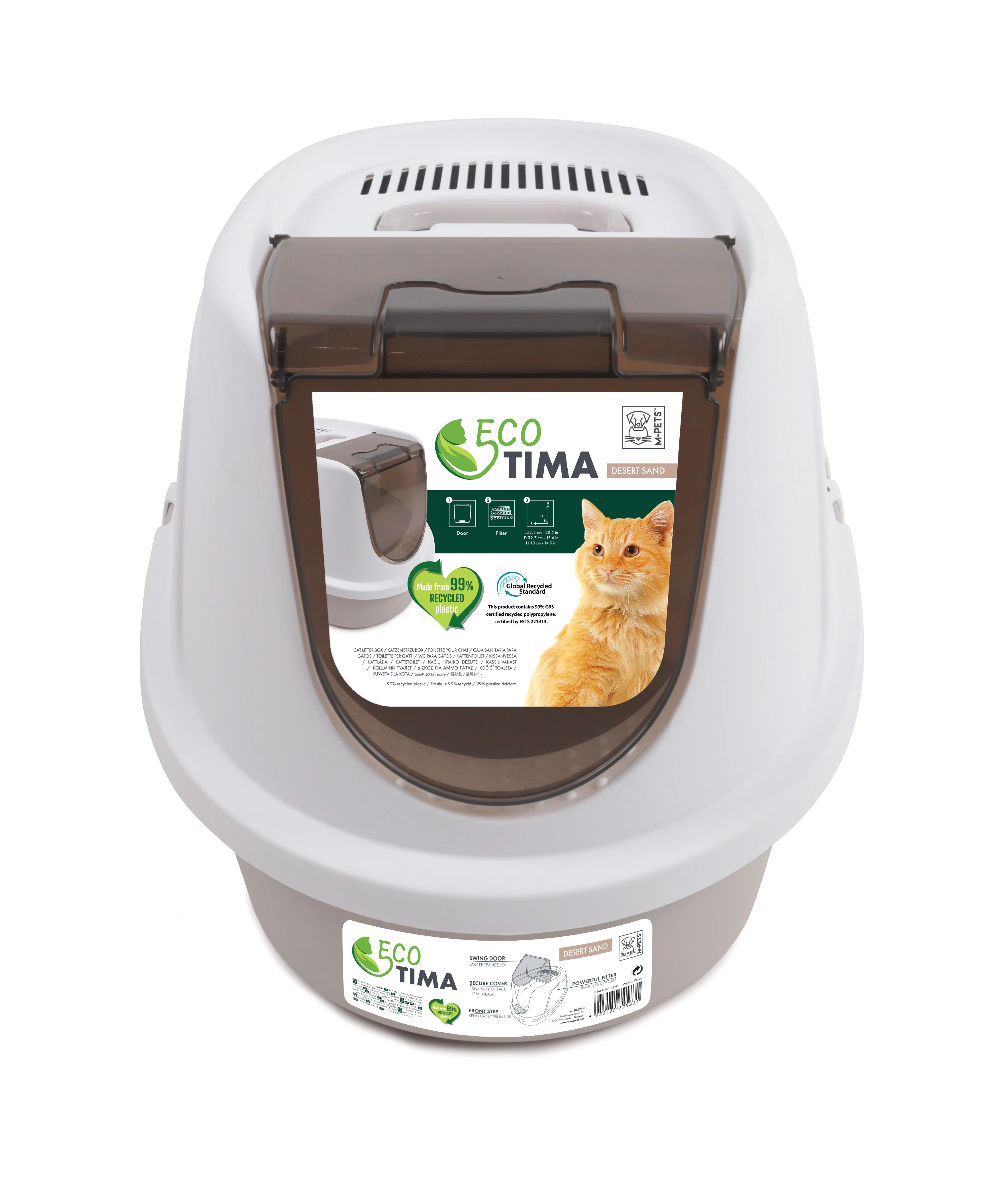 M Pets Eco Tima Desert Sand Box for Cats (Desert Sand & White) - Image 3