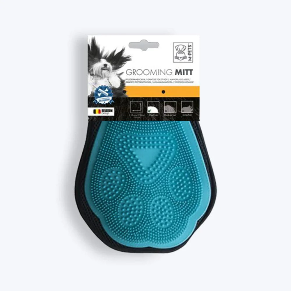 M Pets Grooming Mitt for Dogs and Cats (Black/Blue) - Image 4