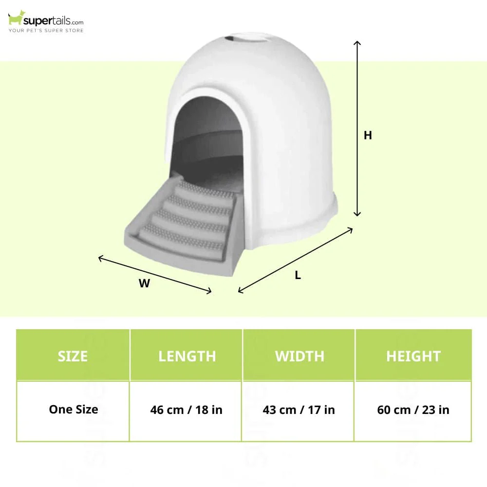 M Pets Igloo 2 in 1 Toilet for Cats (White/Grey) - Image 2
