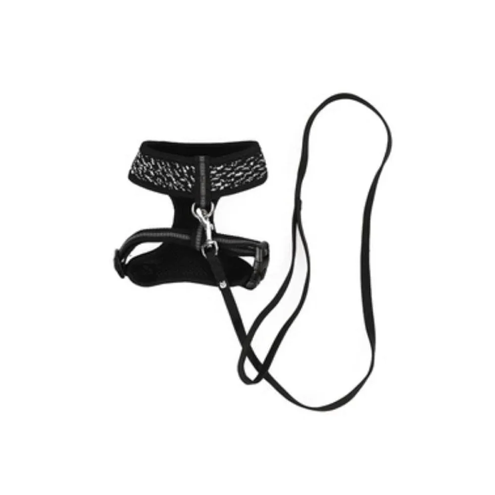 M Pets Letsgo Harness & Leash for Cats (Black & White) - Image 2
