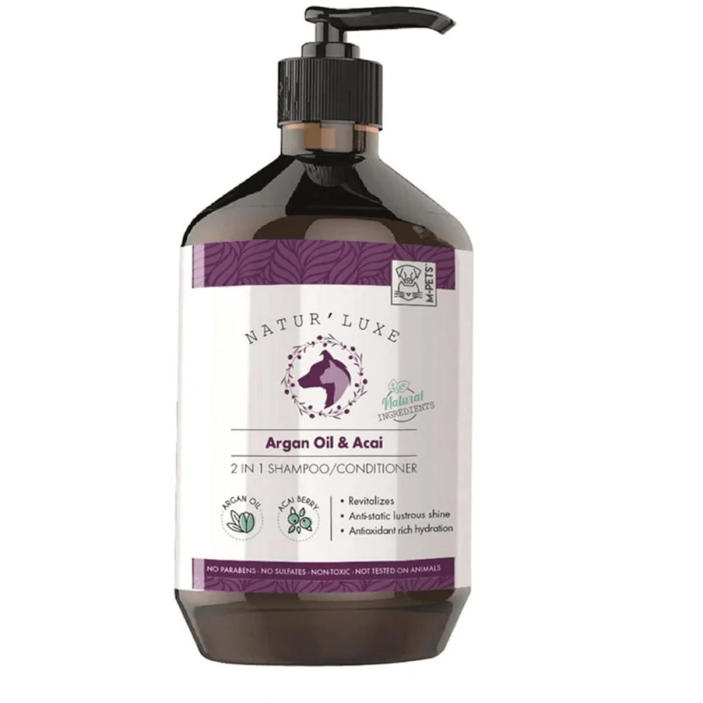 M Pets Natur'Luxe Argan Oil & Acai 2 in 1 Shampoo/Conditioner for Dogs and Cats - Image 2