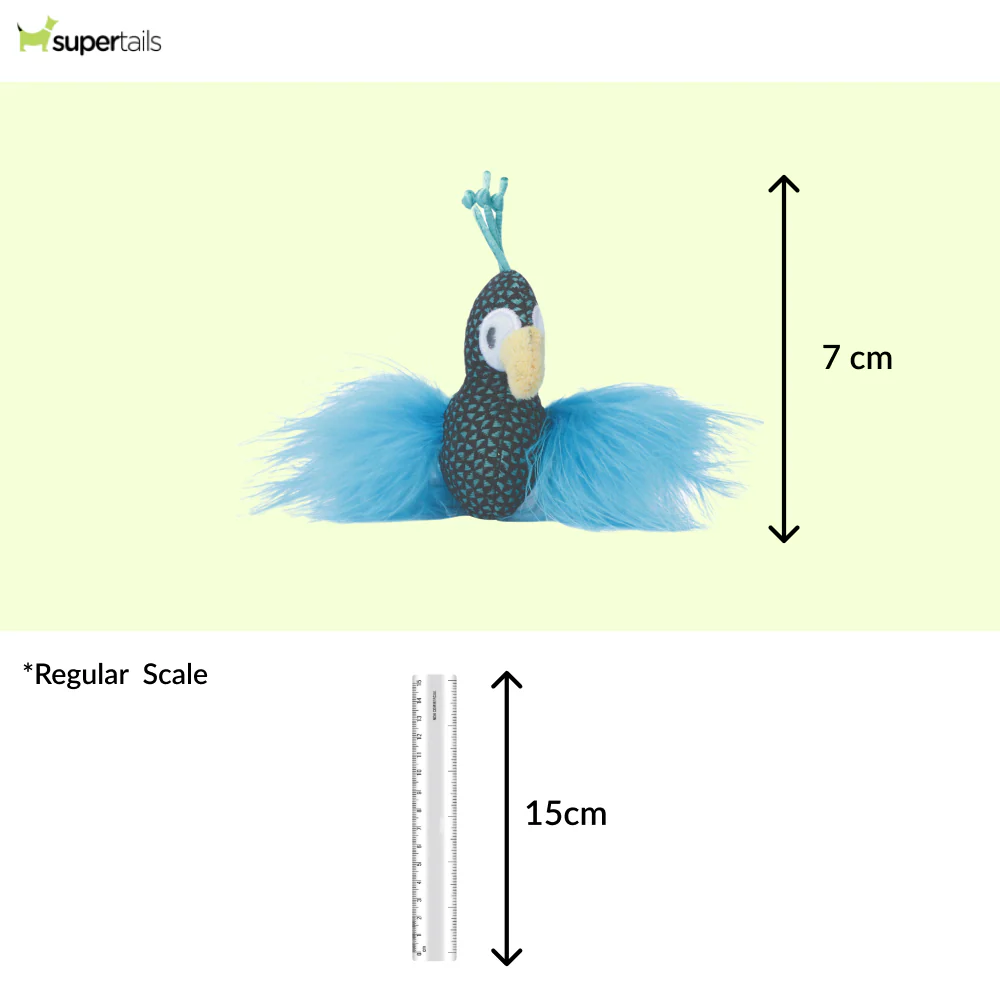 M Pets Plume Peacock Catnip Toy for Cats (Blue) - Image 2