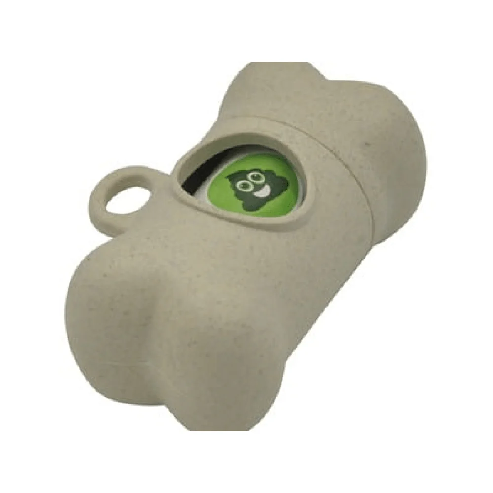 M Pets Poo Bamboo Waste Bag Dispenser with Natural Vegetable Base Waste Bags (Beige) - Image 2