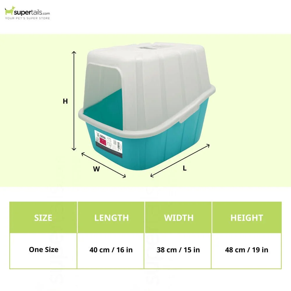 M Pets Qena Litter Box for Cats (White/Turquoise) - Image 2