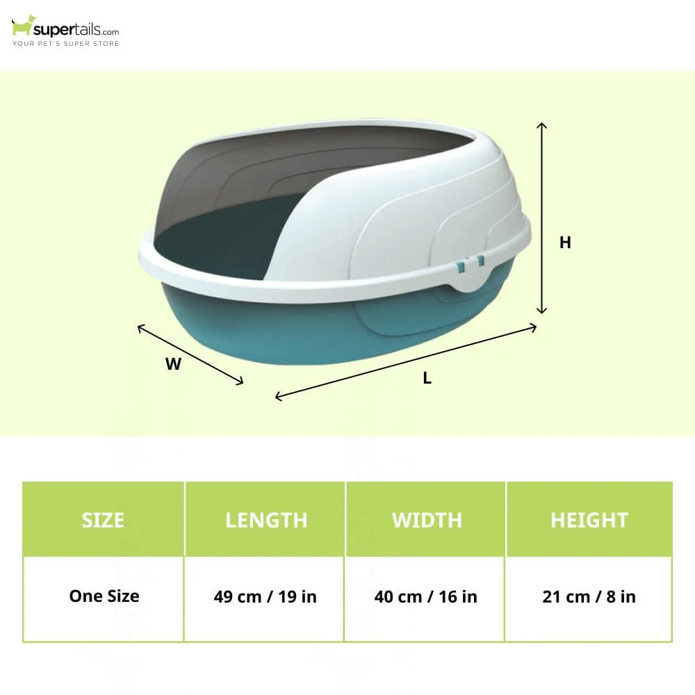 M Pets Sherbin Litter Tray with Rim for Cats (Blue/White) - Image 2