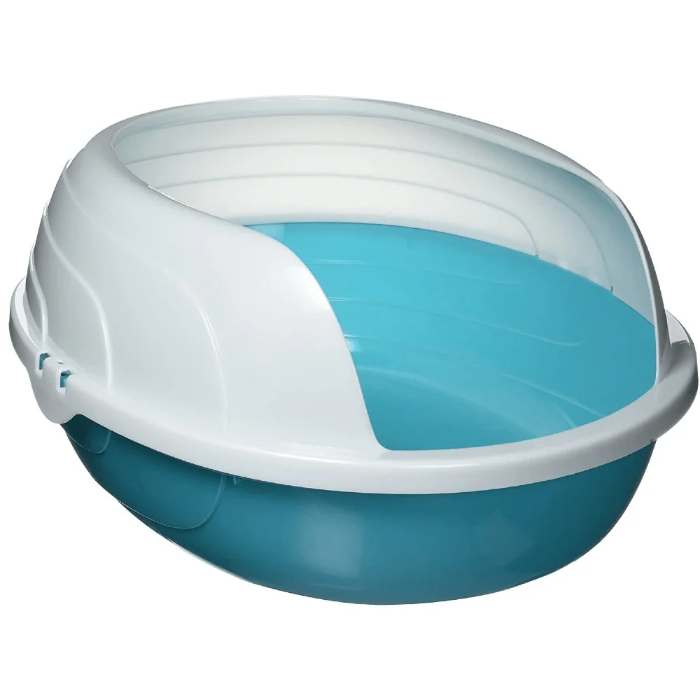 M Pets Sherbin Litter Tray with Rim for Cats (Blue/White) - Image 3