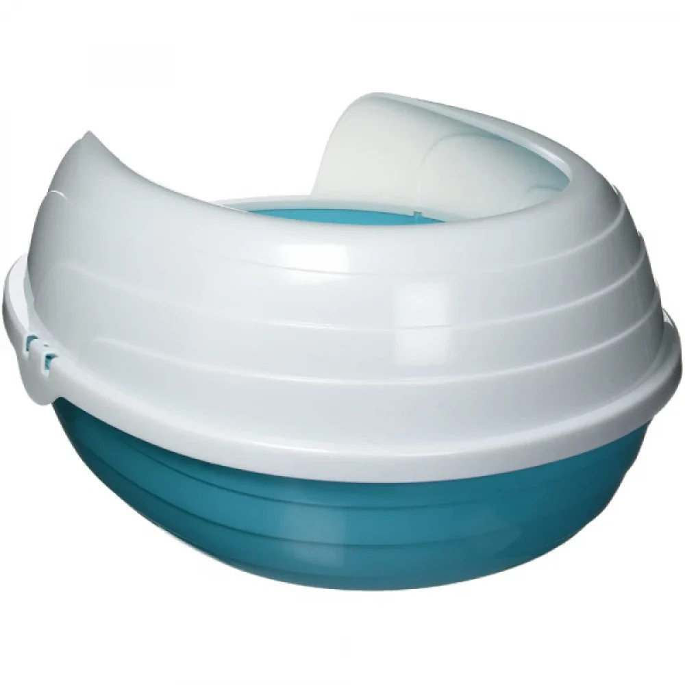 M Pets Sherbin Litter Tray with Rim for Cats (Blue/White) - Image 5