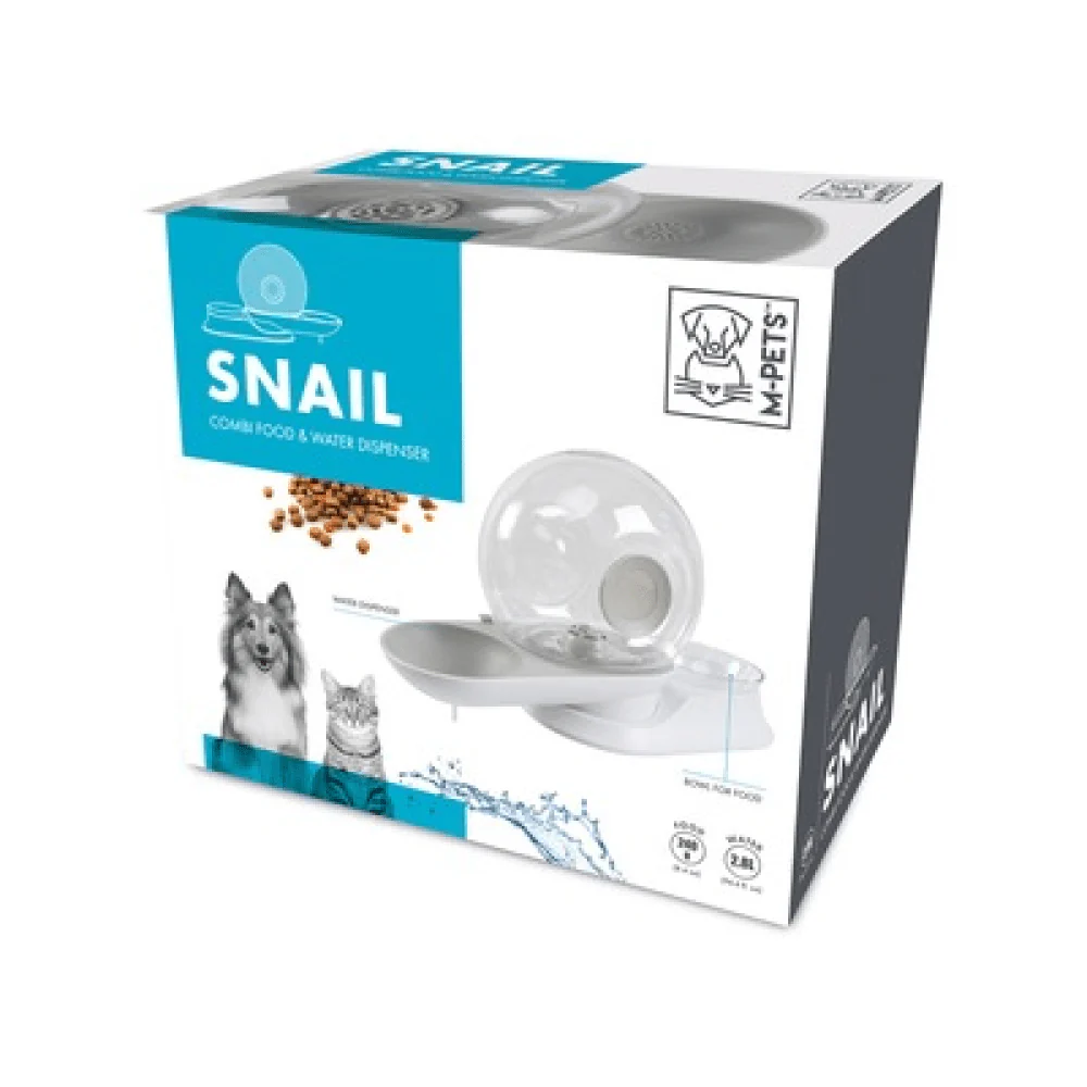 M Pets Snail Combi Food & Water Dispenser for Dogs and Cats (Blue) - Image 2