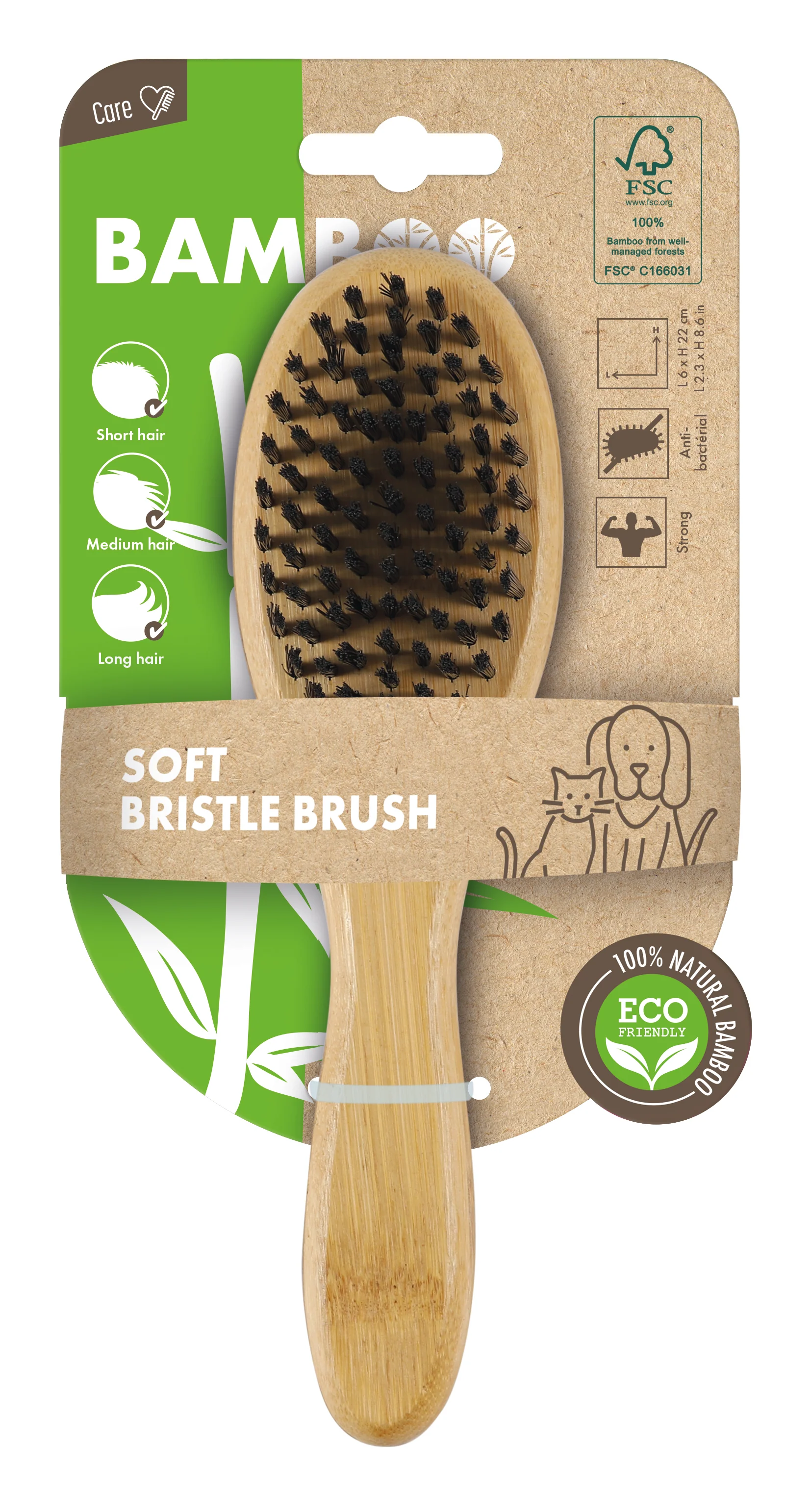 M PETS Soft Bristled Bamboo Brush for Dogs and Cats (Brown) - Image 3