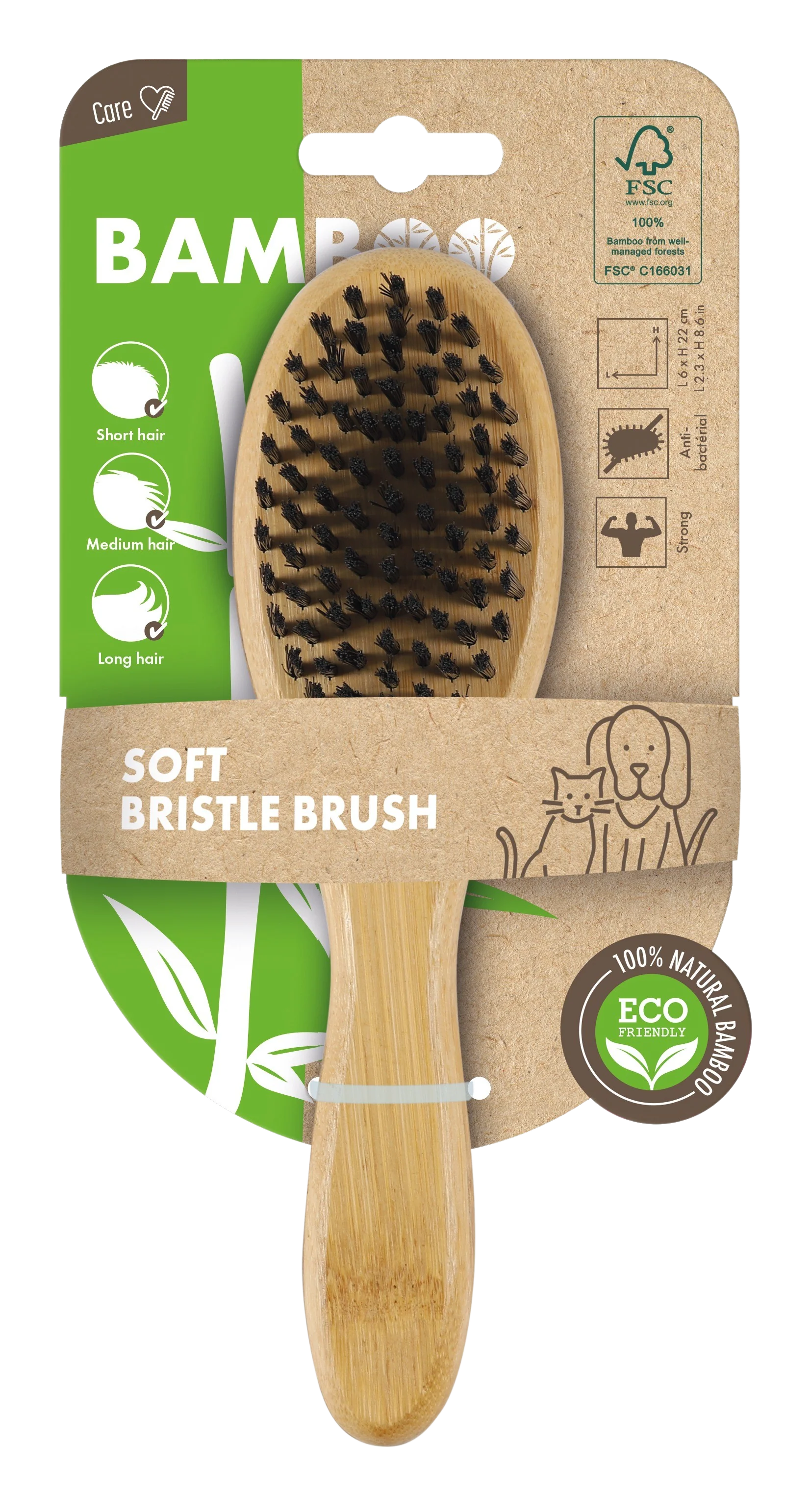 M PETS Soft Bristled Bamboo Brush for Dogs and Cats (Brown) - Image 4