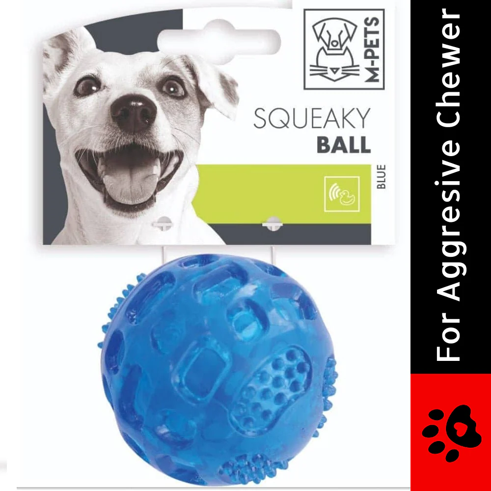 M Pets Squeaky Ball Toy for Dogs (Blue) | For Aggresive Chewers - Image 2
