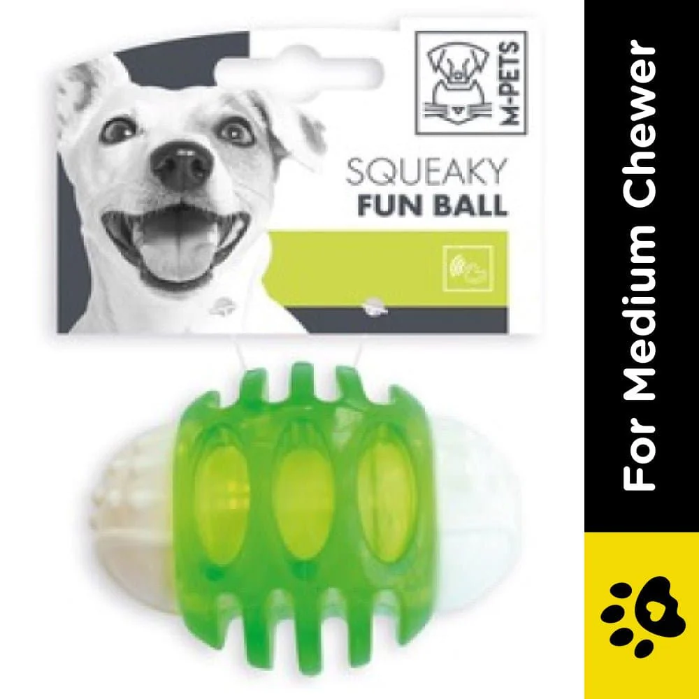 M Pets Squeaky Rugby Ball Toy for Dogs (Green) - Image 2