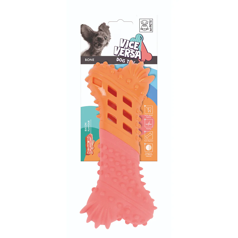 M Pets Vice Versa Bacon Scented Bone Toy for Dogs (Orange) - Image 2