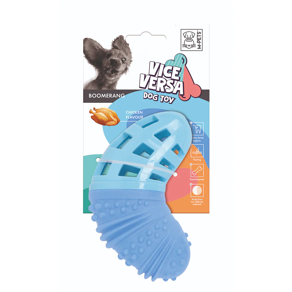 M Pets Vice Versa Chicken Scented Boomerang Toy for Dogs (Blue) - Image 2