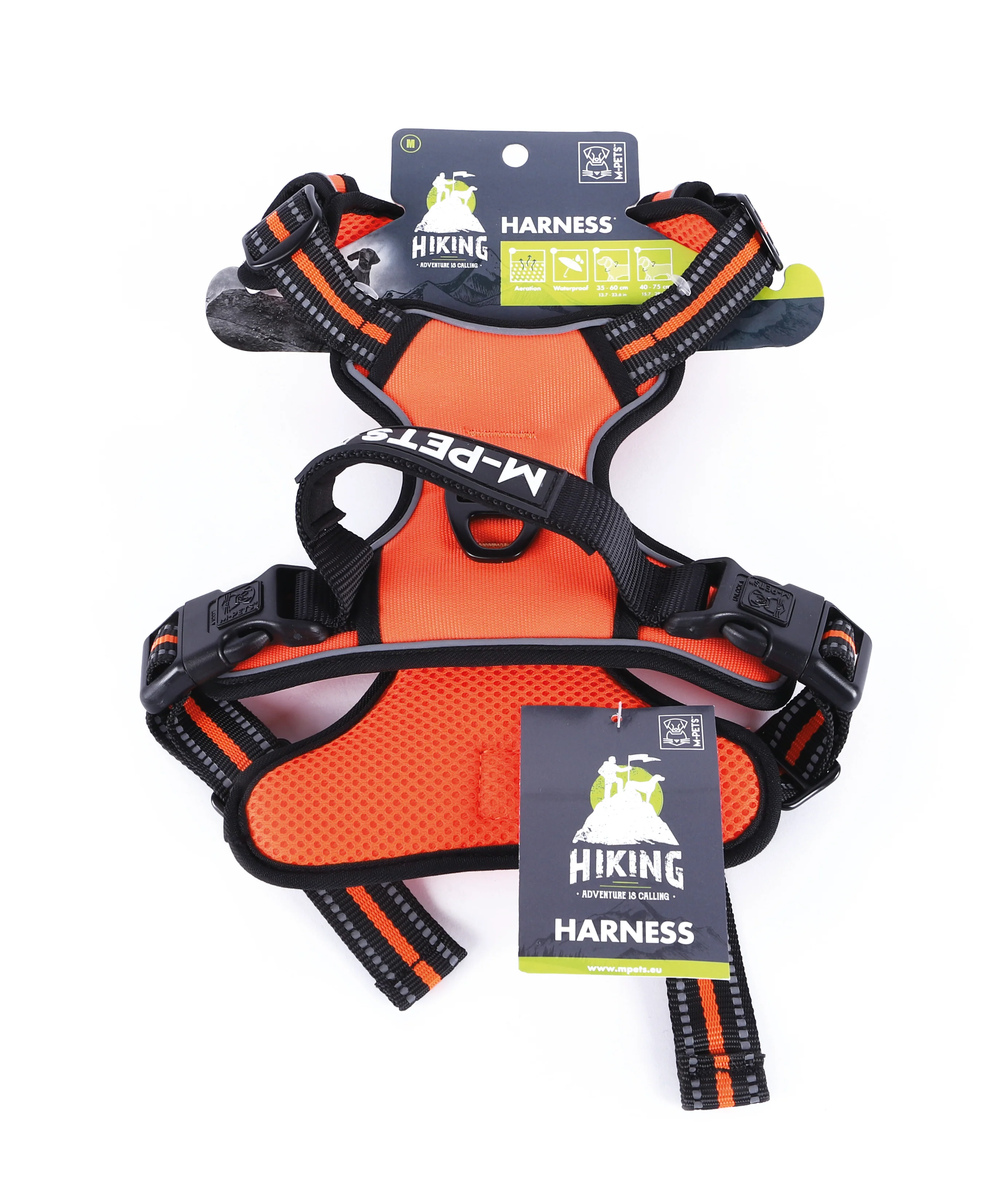 M Pets Water Resistant 3buckle Hiking Harness for Dogs (Orange) - Image 6