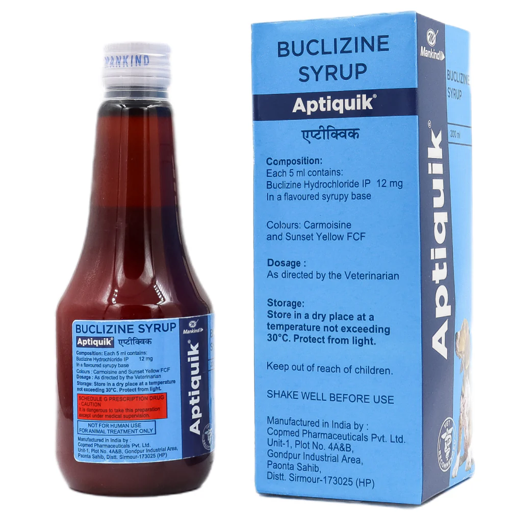 Mankind Aptiquik Syrup (Buclizine) for Dogs (200ml) - Image 2