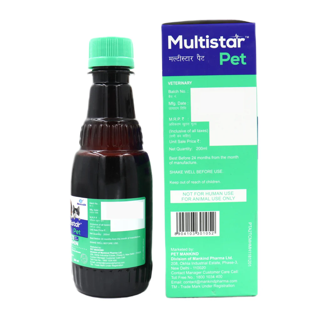 Mankind Multistar Pet Syrup Multivitamin Supplements for Dogs and Cats (200ml) - Image 3