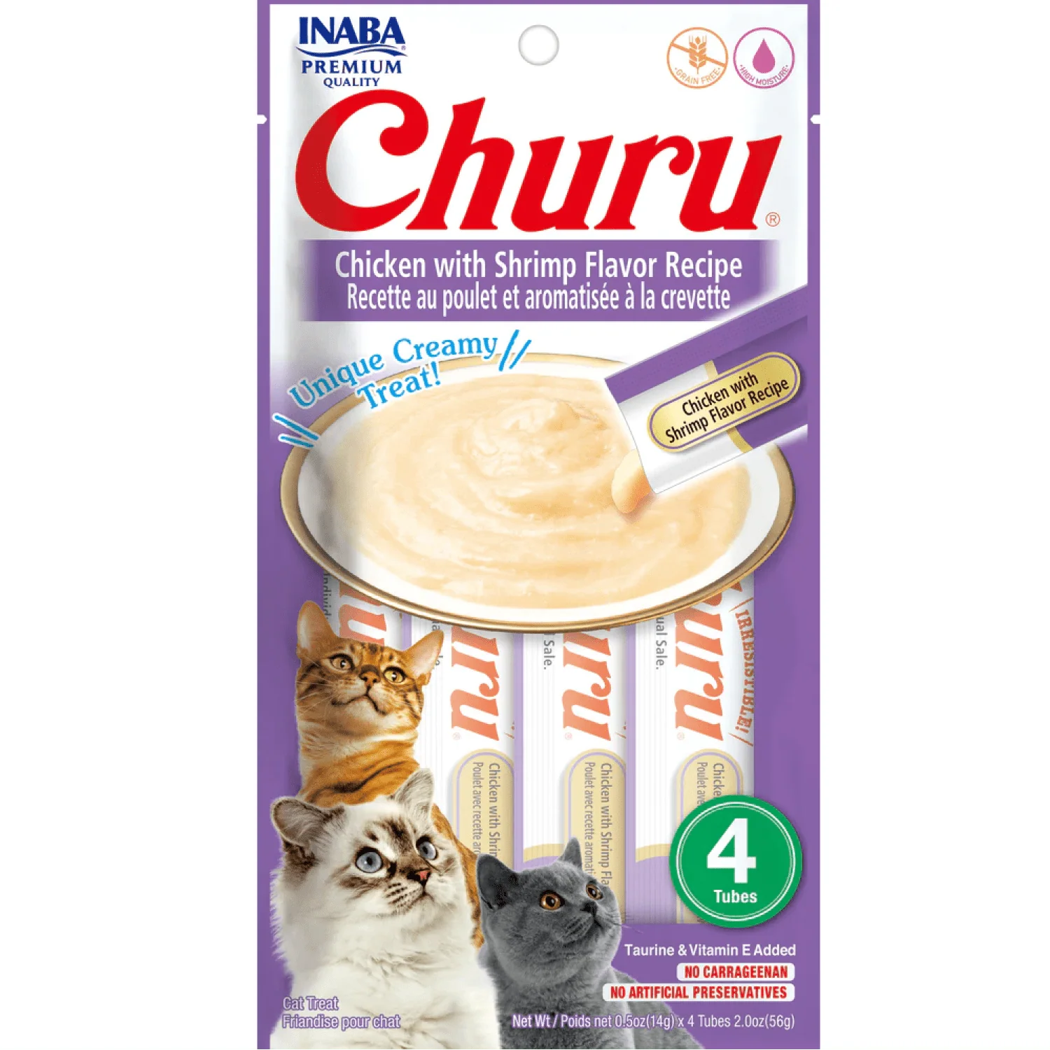 Me O Creamy Chicken & Liver and INABA Churu Chicken with Shrimp Creamy Cat Treats Combo (2+2) - Image 3