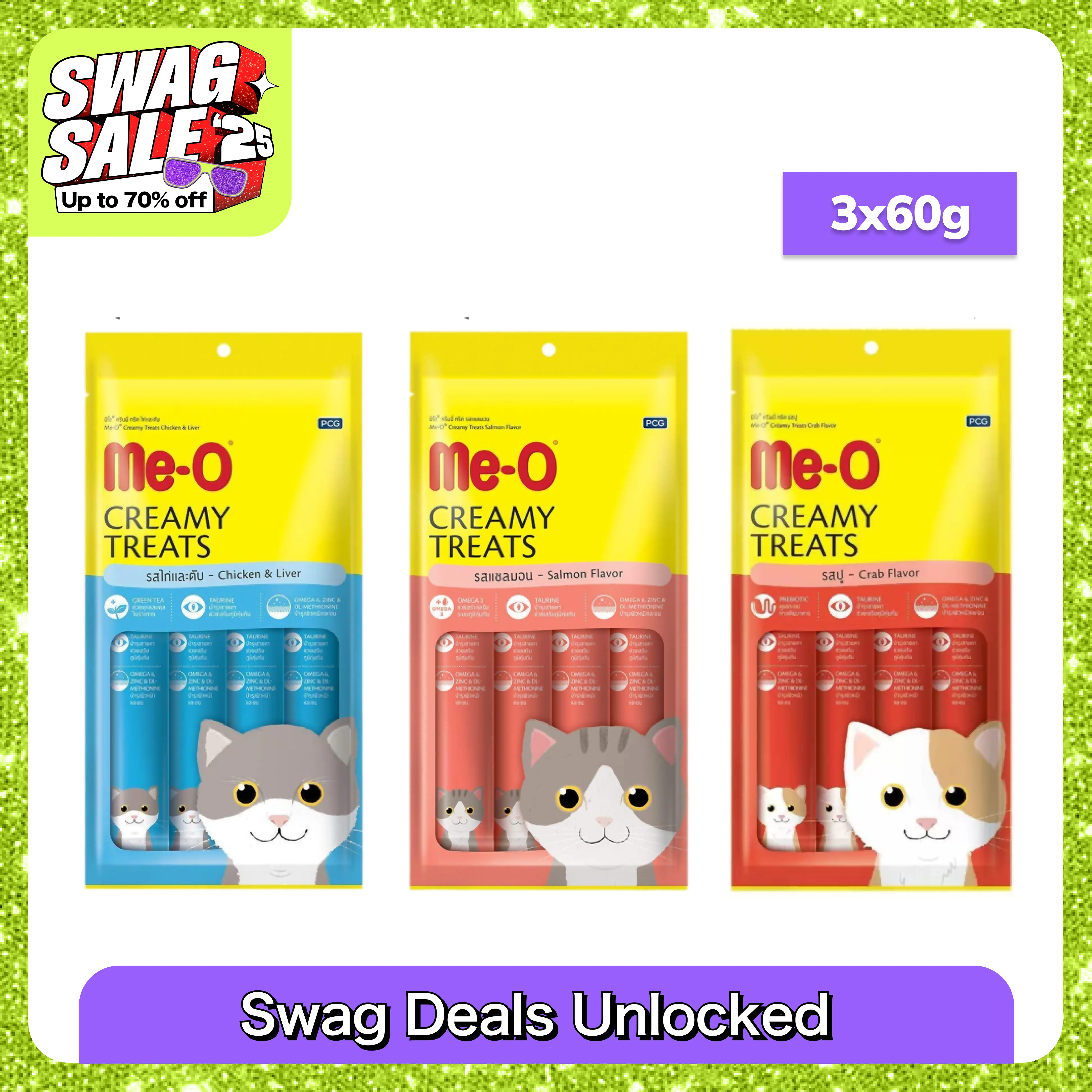 Me O Creamy Chicken & Liver, Crab and Salmon Cat Treat Combo - Image 5