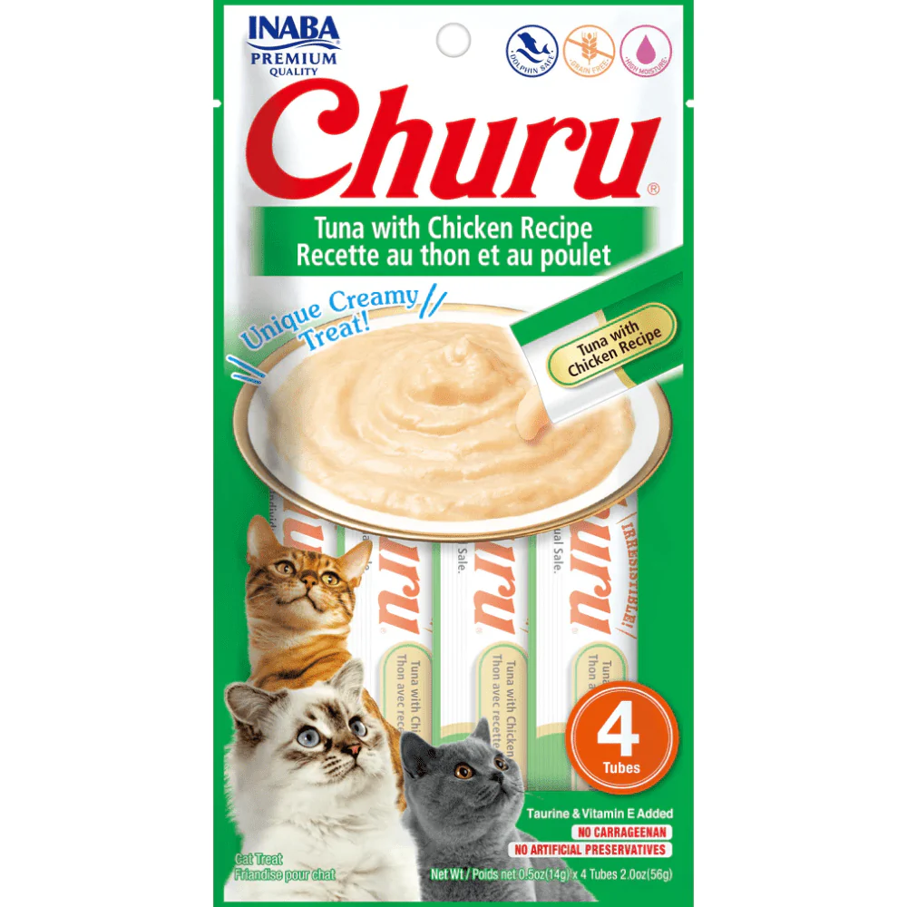 Me O Creamy Crab and INABA Churu Tuna with Chicken Creamy Cat Treats (2+2) - Image 3