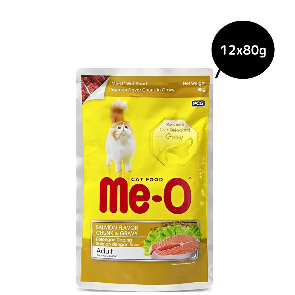 Me O Salmon Flavour Chunk in Gravy Adult Cat Wet Food - Image 4
