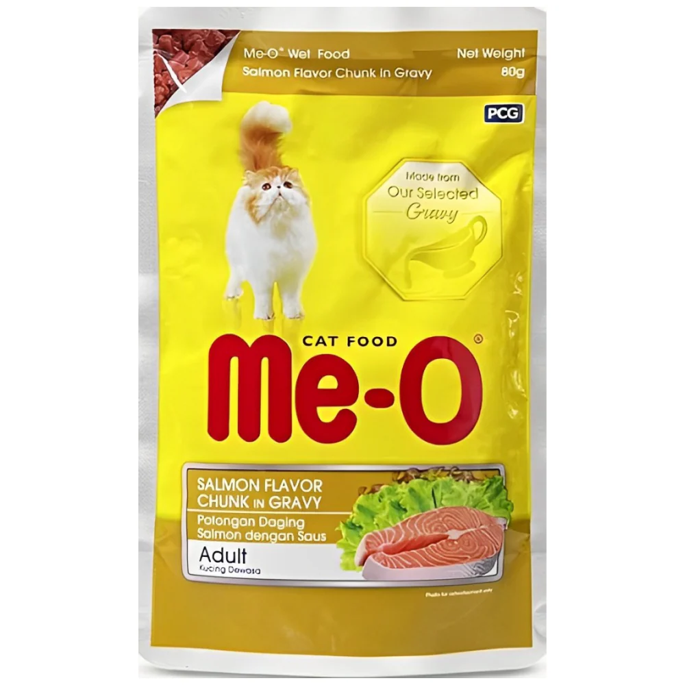 Me O Salmon Flavour Chunk in Gravy Adult Cat Wet Food - Image 2