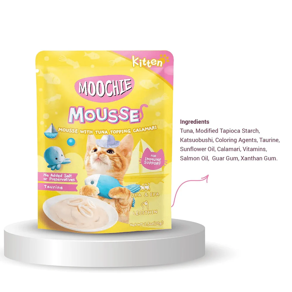 Moochie Mousse with Tuna Topping Calamari Cat Treats - Image 3
