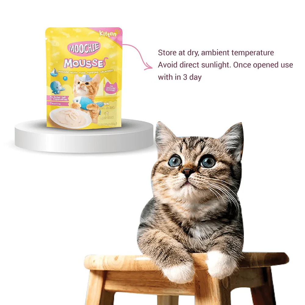 Moochie Mousse with Tuna Topping Calamari Cat Treats - Image 4