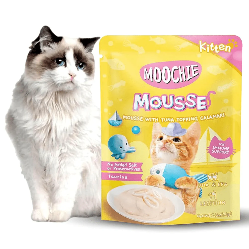 Moochie Mousse with Tuna Topping Calamari Cat Treats - Image 5