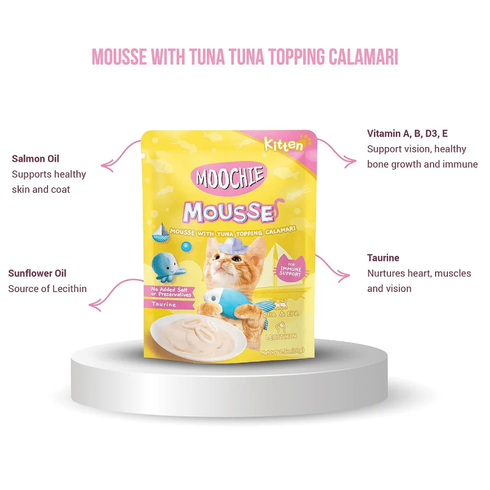 Moochie Mousse with Tuna Topping Calamari Cat Treats - Image 6