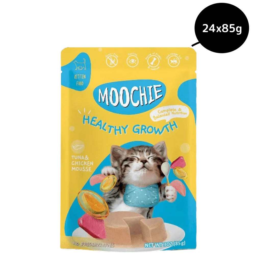 Moochie Tuna Chicken and Salmon Oil Grain Free Healthy Growth Cat Wet Food - Image 6