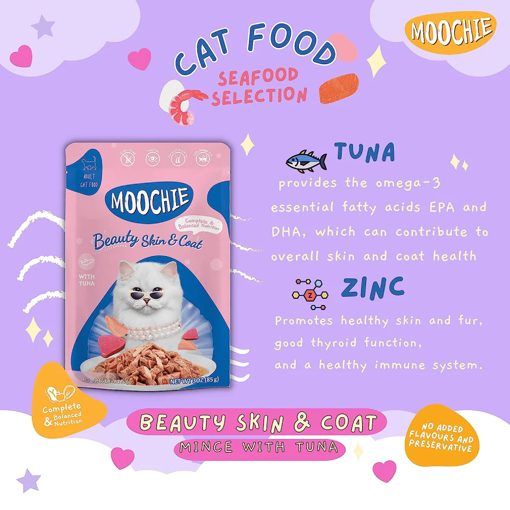 Moochie Tuna Grain Free Beauty Skin & Coat Adult Cat Wet Food - Image 2