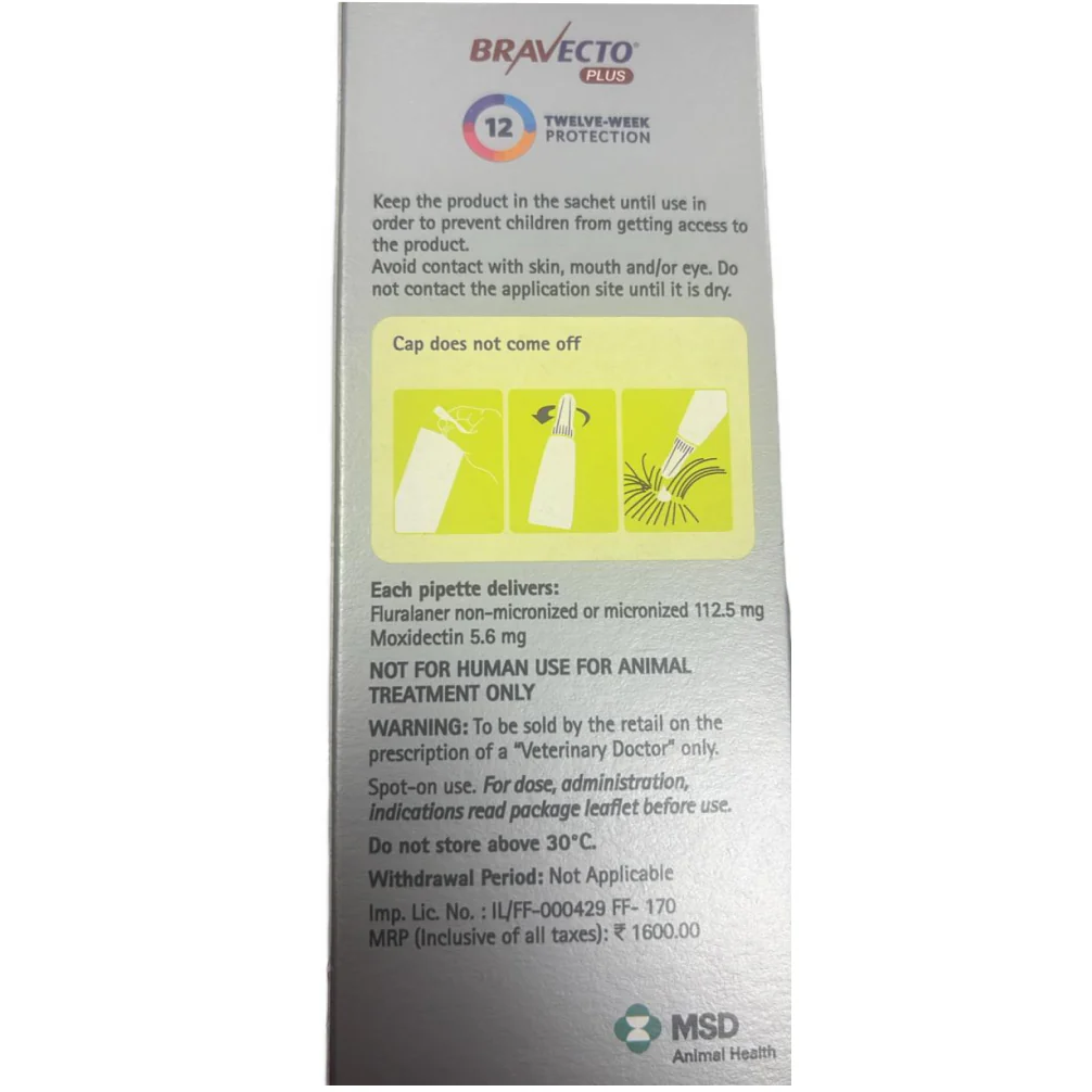 MSD Animal Health Bravecto 112.5mg (Fluralaner) Spot On Solution for Small Cats & Kittens (1 tube) - Image 2