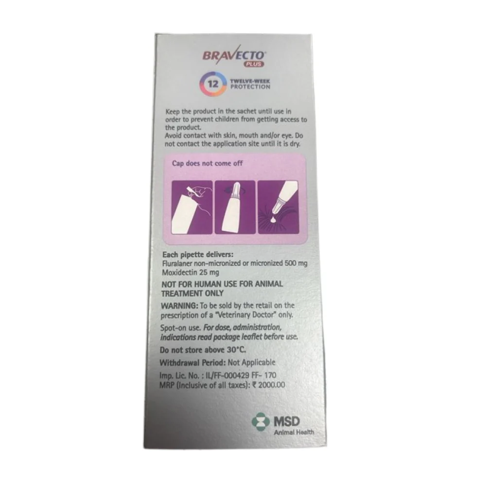 MSD Animal Health Bravecto 500mg (Fluralaner) Spot On for Large Cats (1 tube) - Image 2