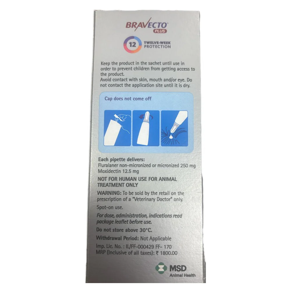 MSD Animal Health Bravecto 250mg (Fluralaner) Spot On Solution for Medium Sized Cats - Image 2