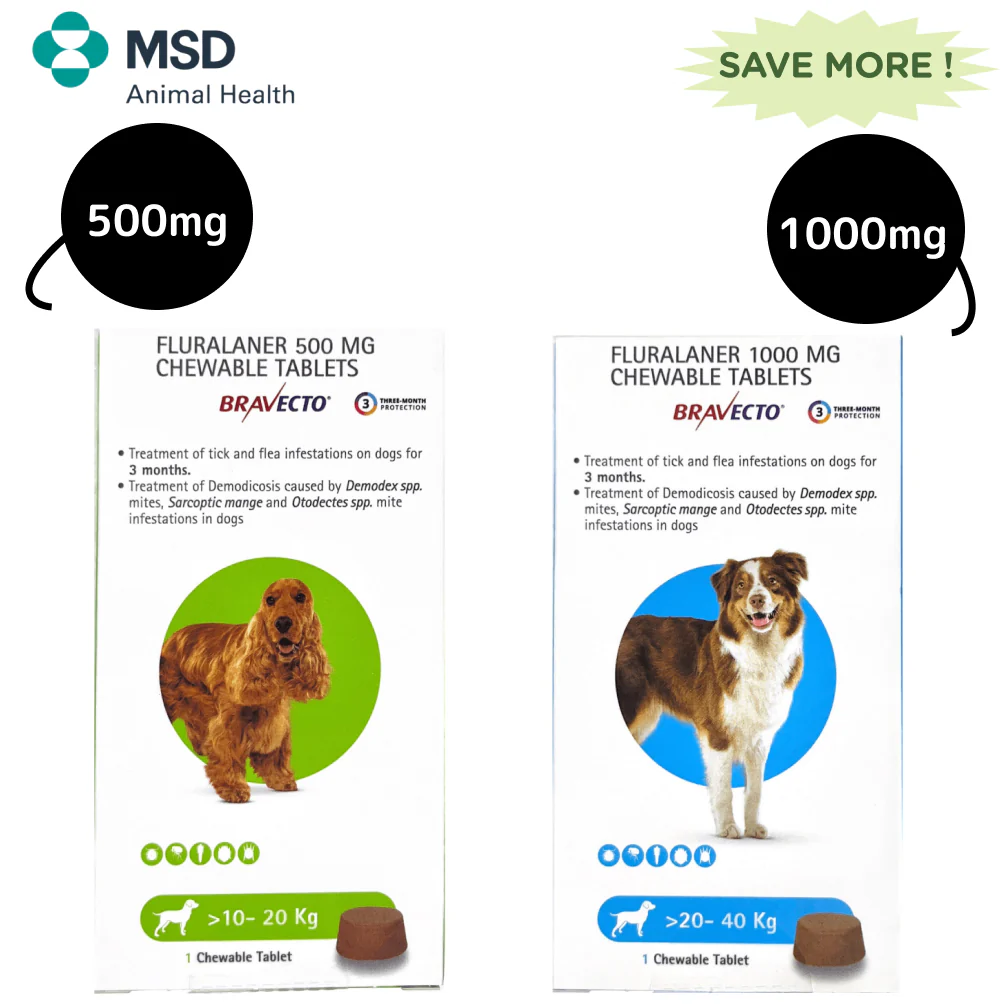 MSD Animal Health Bravecto Tablet 10-20 kg and 20-40 kg Combo