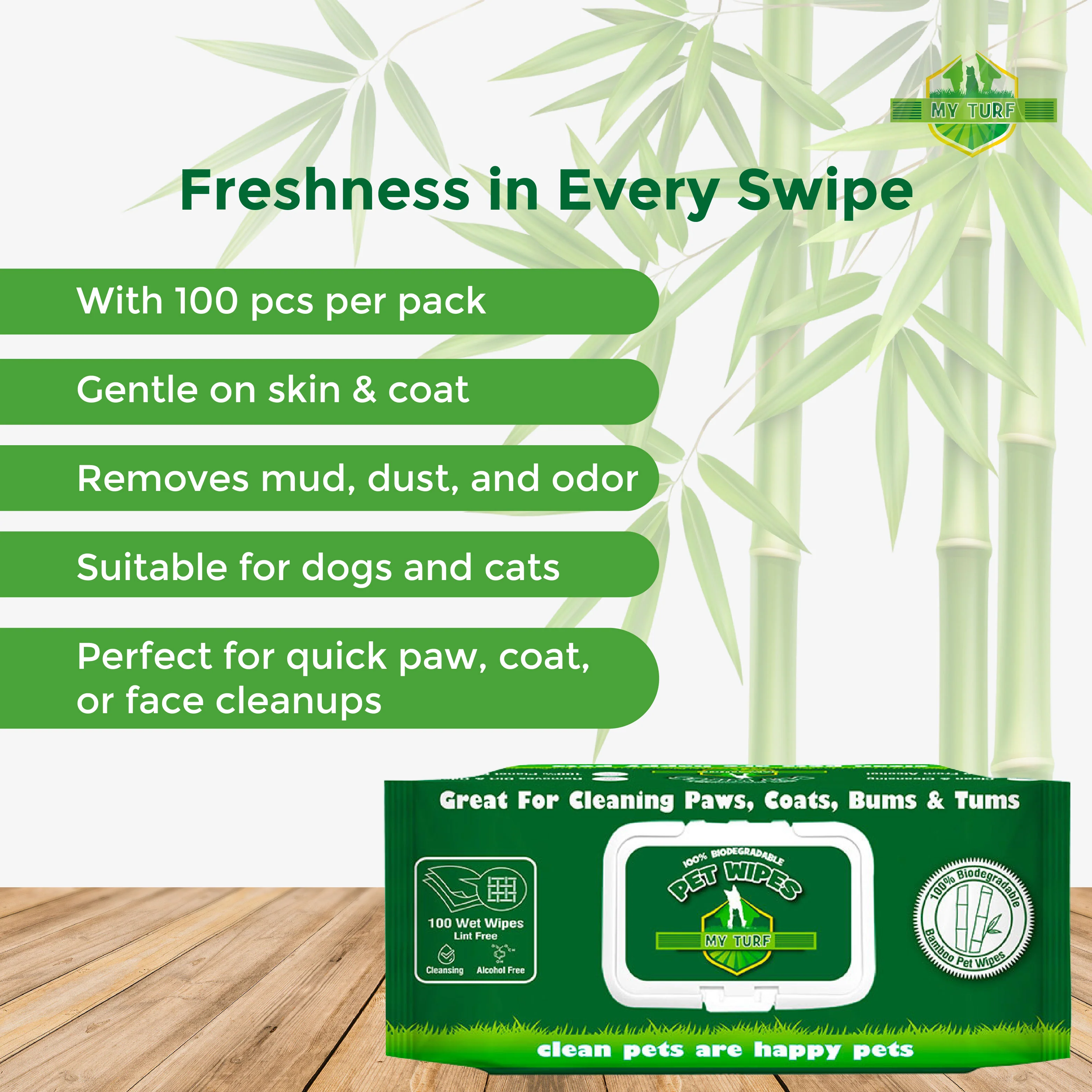 My Turf Bio Bamboo Fiber Wipes for Dogs and Cats - Image 3