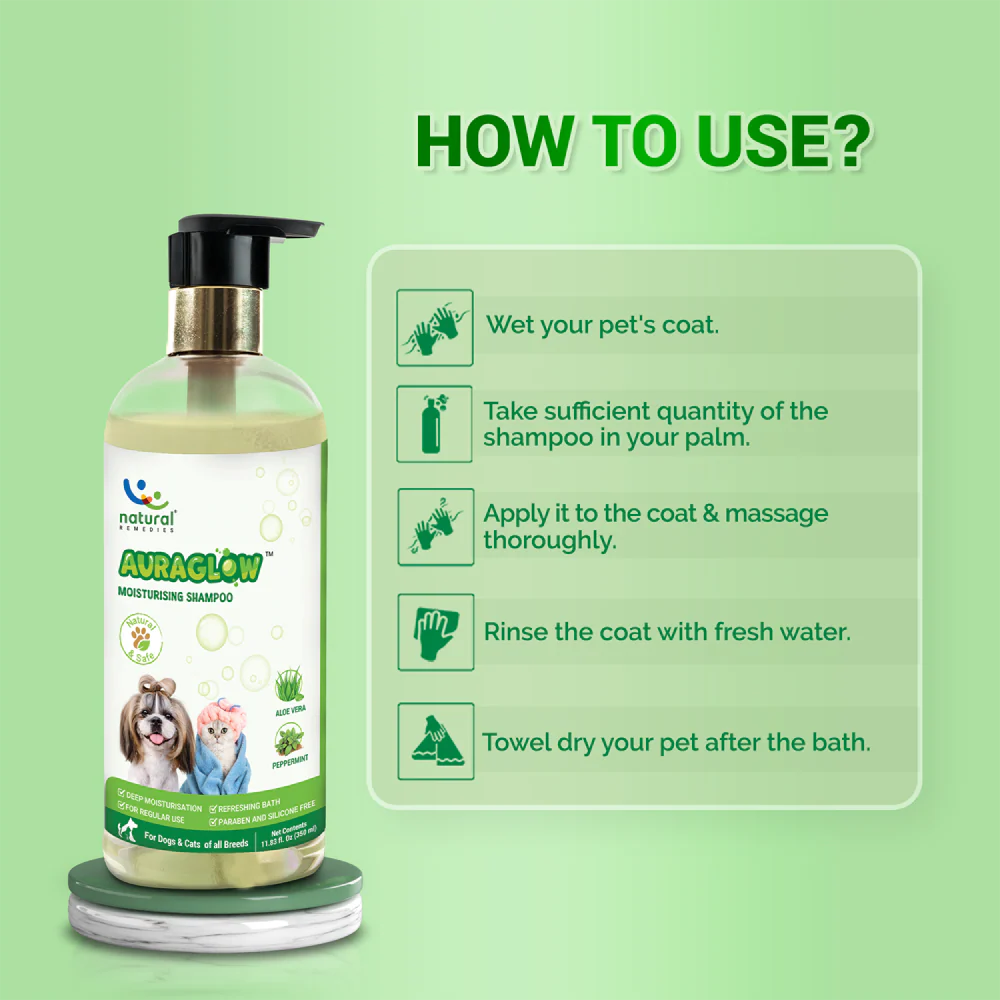 Natural Remedies Auraglow Moisturizing Shampoo for Dogs and Cats - Image 4