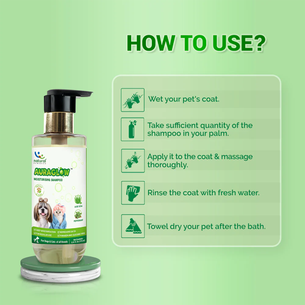 Natural Remedies Auraglow Moisturizing Shampoo for Dogs and Cats - Image 6