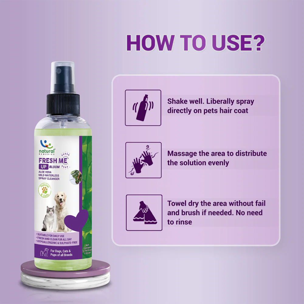 Natural Remedies Fresh Me Up Bloom Aloevera Cleanser for Dogs and Cats - Image 5