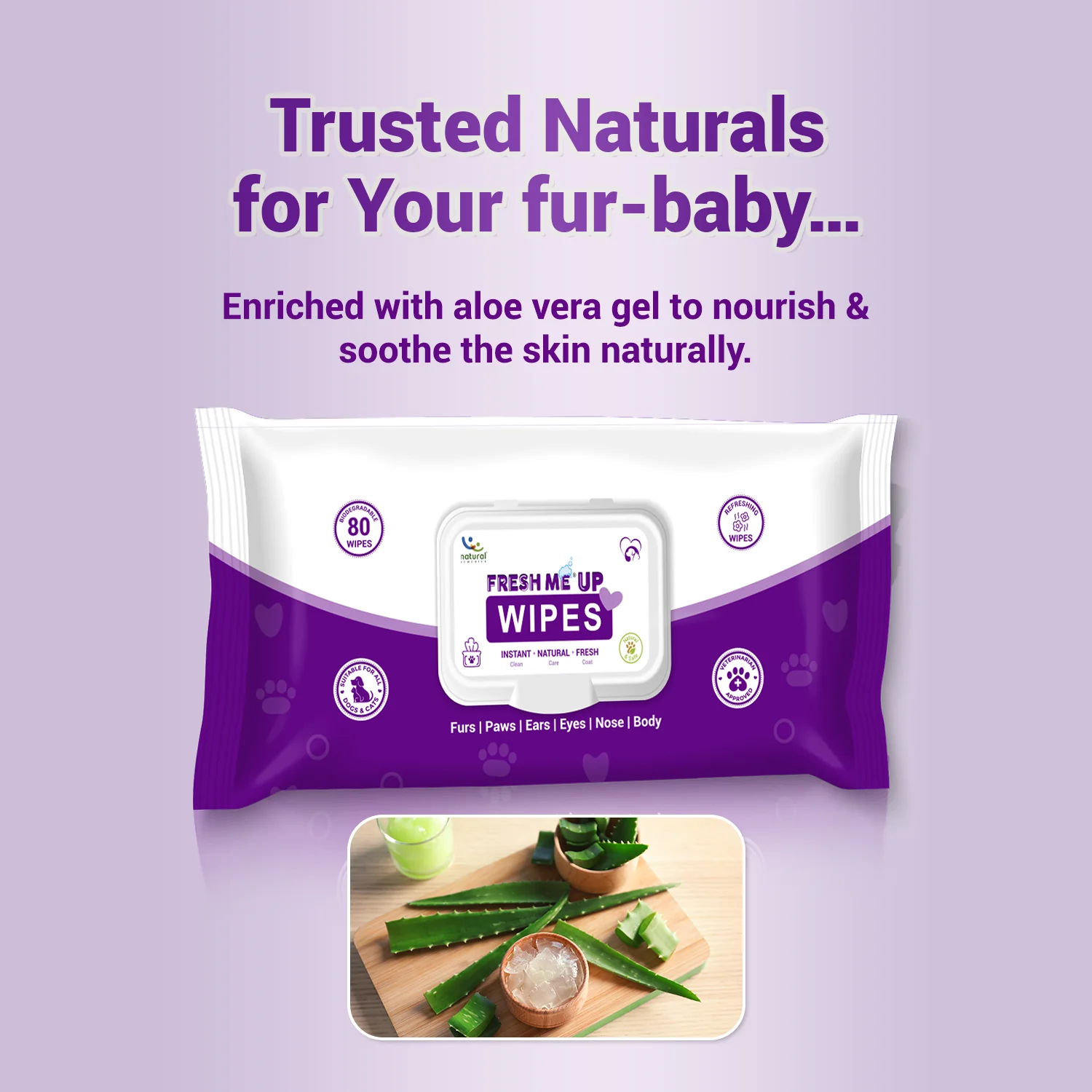 Natural Remedies Fresh Me Up Aloe Vera Wipes for Dogs & Cats - Image 3