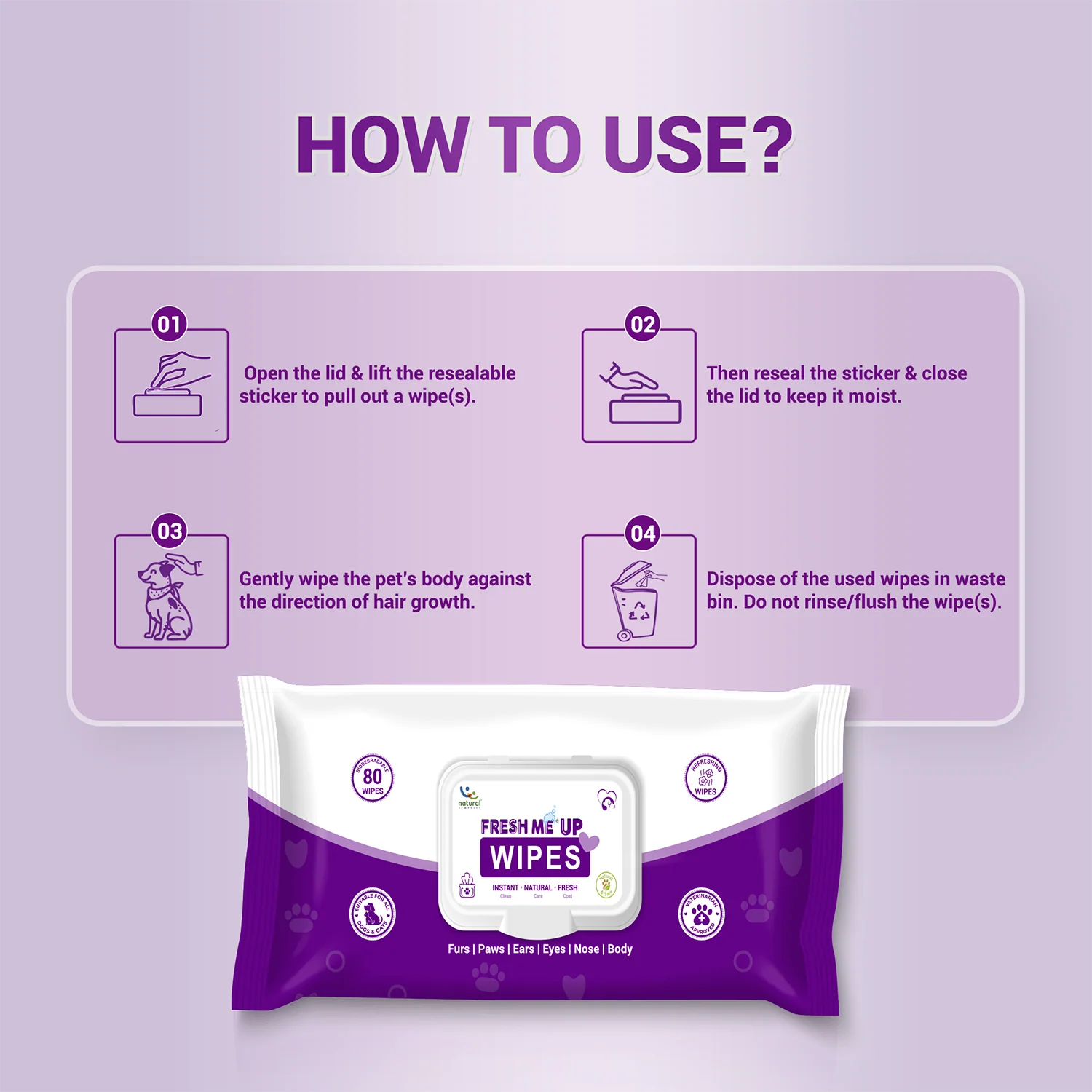 Natural Remedies Fresh Me Up Aloe Vera Wipes for Dogs & Cats - Image 6